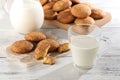 Seasonal cinnamon snickerdoodle cookies with milkin rustic setting