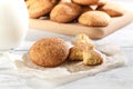 Seasonal cinnamon snickerdoodle cookies with milkin rustic setting