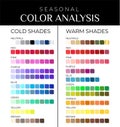 Seasonal Color Analysis Color Palette with Cold and Warm Color Shades Royalty Free Stock Photo