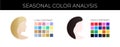 Seasonal Color Analysis Low and High Contrast Illustration with Color Swatches and Blonde and Black Hair Woman Royalty Free Stock Photo