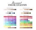 Seasonal Color Analysis Palette with Cold and Warm Color Swatches for Every Color, Neutrals, Skin Shades Royalty Free Stock Photo