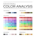 Seasonal Color Analysis Palette with Cold and Warm Color Swatches for Neutrals, Metals and Tint Shades Royalty Free Stock Photo