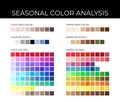 Seasonal Color Analysis Palette with Cold and Warm Color Swatches, Neutrals, Skin Shades Royalty Free Stock Photo