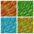 Set of bright seamless patterns with leaves of different shades. Royalty Free Stock Photo