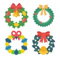 Seasonal Decorated Christmas Wreath Vector Icon Set of 4 Royalty Free Stock Photo