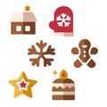 Seasonal Decorated Gingerbread Cookie Icon Set of 6