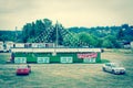 Seasonal firework stand with customer shopping in rural area outside Seattle, America, USA