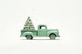 Seasonal gift tree winter christmas car background snow celebrate truck holiday greeting Royalty Free Stock Photo