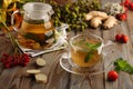 Seasonal, ginger-mint tea, a healthy drink for colds