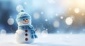 Seasonal holiday cold year christmas winter snowman new white blue snow Royalty Free Stock Photo