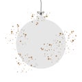 Seasonal holiday illustration with bronze gold glitter. Christmas tree ball decoration on white background. Royalty Free Stock Photo