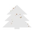 Seasonal holiday illustration with bronze gold glitter. Christmas tree silhouette on white background. Royalty Free Stock Photo