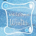 Seasonal landscape with welcome winter message