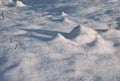 Elongated shadows on a snowy meadow Royalty Free Stock Photo