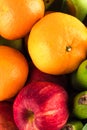 Seasonal organic raw fruit   red apple and banana and orange  on  background fruit health food Royalty Free Stock Photo