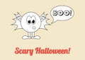 Seasonal poster - Scary Halloween with white ghost saying boo!