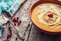 Seasonal pumpkin soup. Royalty Free Stock Photo