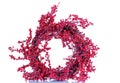 Seasonal red holly berry wreath on white background Royalty Free Stock Photo