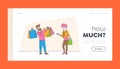 Seasonal Sale, Discount, Shopaholic Characters with Purchases Landing Page Template. Young Man Hold Shopping Bags