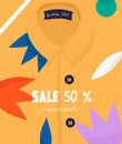 Funny vector flyer for seasonal discounts and summer clothing sales