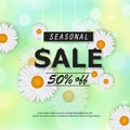 Seasonal spring, summer sale banner with flowers. Royalty Free Stock Photo