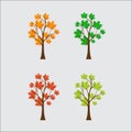 Seasonal trees, colorful leaves, season, time