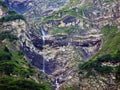 Seasonal waterfalls on the tributaries of the Jetzbach stream and in the alpine valley of Im Loch Royalty Free Stock Photo