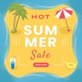 Seasonal wholesale social media banner template. Hot summer shopping, clearance sale advertising poster concept Royalty Free Stock Photo