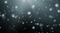 Seasonal Winter Holiday Background. Festiveal Snowfall on Dark Sky. White Snowflakes Fall. Frost Snow and Sunshine. Vector Royalty Free Stock Photo