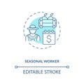 Seasonal worker blue concept icon