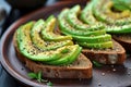 Seasoned Avocado Toast on Rustic Dark Surface