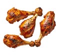 Seasoned juicy chicken drumsticks grilled on barbecue . AI generated Illustration