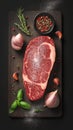 Seasoned perfection Fresh raw striploin steak with salt and herbs Royalty Free Stock Photo