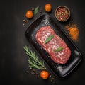 Seasoned perfection Fresh raw striploin steak with salt and herbs Royalty Free Stock Photo