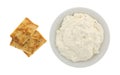 Seasoned rosemary and olive oil crackers with dip Royalty Free Stock Photo