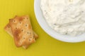 Seasoned rosemary and olive oil crackers with dip Royalty Free Stock Photo