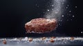 Seasoned Steak Levitating Against Dark Background Royalty Free Stock Photo
