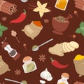 Seasoning food herbs natural vector ingredient seamless pattern