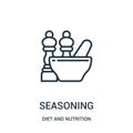 seasoning icon vector from diet and nutrition collection. Thin line seasoning outline icon vector illustration. Linear symbol