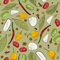 Seasonings, spices seamless pattern.