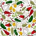 Seasonings, spices seamless pattern.