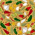 Seasonings, spices seamless pattern