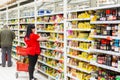 Seasonings and spices on supermarket shelves