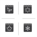 Seasons calendar glyph icons set Royalty Free Stock Photo