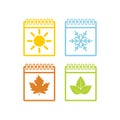 Seasons calendar icons set. Spring, summer, autumn, winter