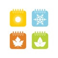 Seasons calendar icons set. Spring, summer, autumn, winter