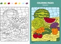 Seasons coloring page for kids, august month