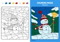 Seasons coloring page for kids, December month.