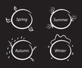 Seasons frames nature chalk and black board set design elements Royalty Free Stock Photo