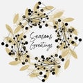 Seasons Greatings wreath vector pattern on a light background Royalty Free Stock Photo